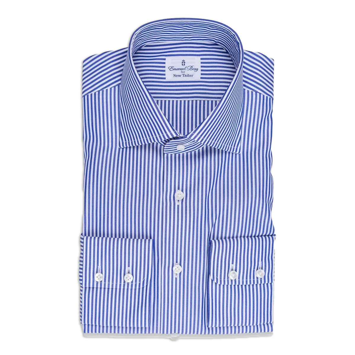 Overhemd blauw gestreept poplin katoen emanuel berg