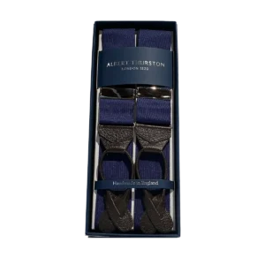 Bretels Navy with brown leather ends