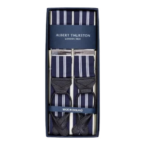 Bretels Navy Double White Stripes