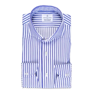 Overhemd Blauw Streepje Twill Katoen - Emanuel Berg