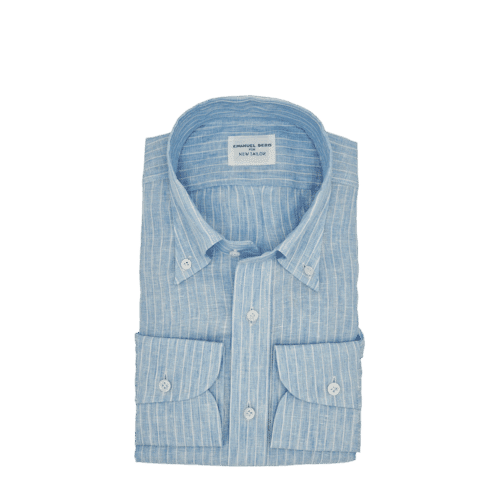 Maathemd Linnen Blauw-Wit Streep Stof 3013