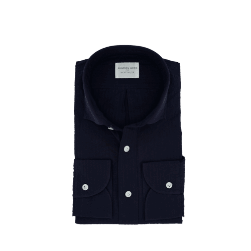 Maathemd Blauw seersucker Katoen - Stof 3034